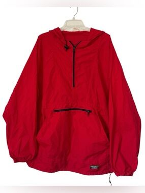 Vtg LL Bean Anorak Pullover half zip Red XXL